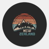 Retro Mountains New Zealand Runder Aufkleber (Vorderseite)