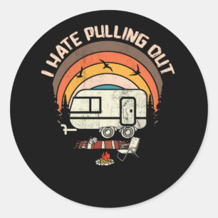 Retro Mountains Wohnmobil Camping Ich hasse es, au Runder Aufkleber