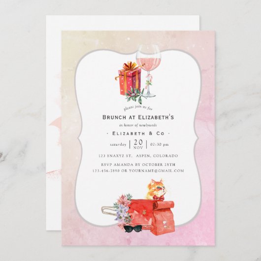 Retro Movie Christmas Bridal Brunch Einladung (Vorne/Hinten)