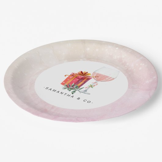 Retro Movie Christmas Party Pappteller (Schrägansicht)