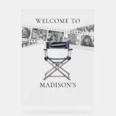 Retro Movie Night Film Strip Custom Fotos Willkomm Acrylschild (Vorderseite)