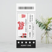 Retro Movie Night Geburtstagsparty Ticket Einladung (Stehend Vorderseite)
