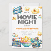 Retro Movie Night Kindergeburtstag Einladung (Vorderseite)