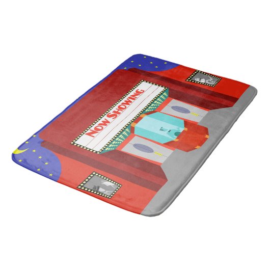 Retro Movie Theater Bath Mat Badematte (Schrägansicht)