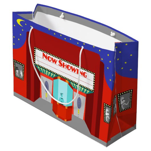 Retro Movie Theater Geschenktasche Große Geschenktüte (Rückseite Schrägansicht)