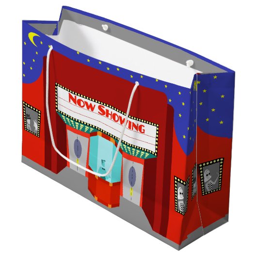 Retro Movie Theater Geschenktasche Große Geschenktüte (Vorderseite Schrägansicht)