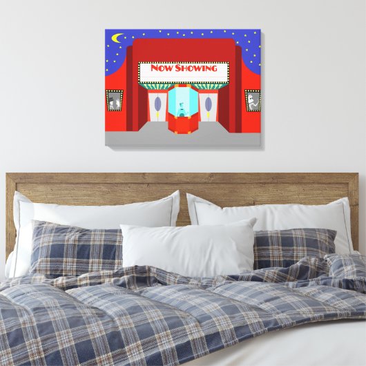 Retro Movie Theater gestylte Canvas Print Leinwanddruck (Insitu (Schlafzimmer))