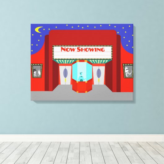 Retro Movie Theater gestylte Canvas Print Leinwanddruck (Insitu (Holzboden))