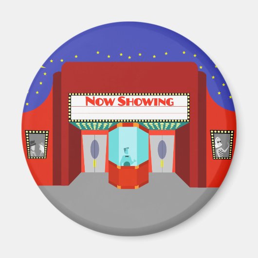 Retro Movie Theater Round Magnet (Vorne)