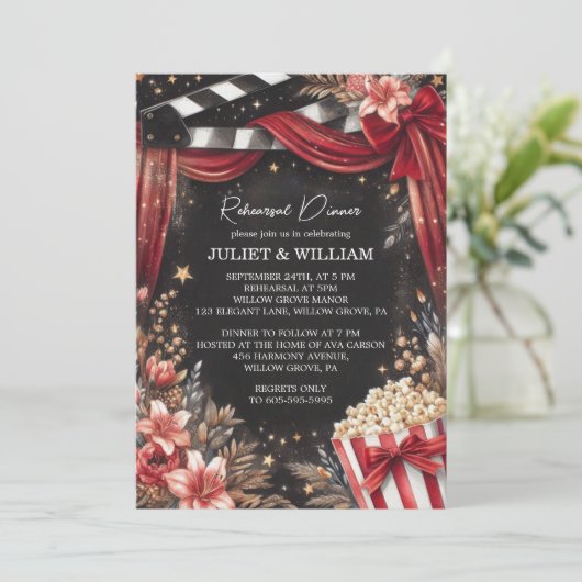 Retro Movie Ticket am beliebtesten Probe Abendesse Einladung (Stehend Vorderseite)