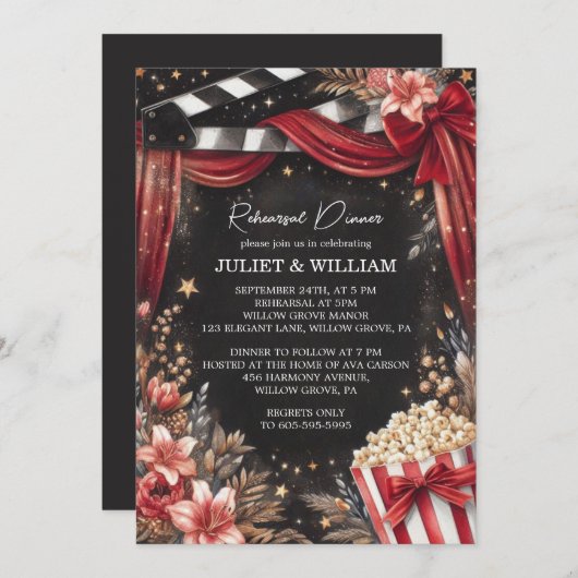 Retro Movie Ticket am beliebtesten Probe Abendesse Einladung (Vorne/Hinten)