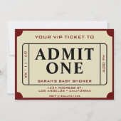 Retro Movie Ticket Einlass einer Kinderdusche Einladung (Vorderseite)