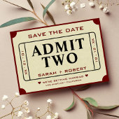 Retro Movie Ticket Stub Admit Two Wedding Save The Date