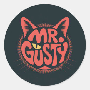 Retro-"Mr. Gusty"-Katzen-Logo-Vinyl-Aufkleber Runder Aufkleber