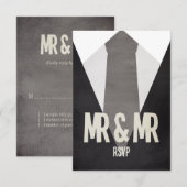 Retro Mr & Mr. Anzug & Krawatte Wedding RSVP Karte (Vorne/Hinten)