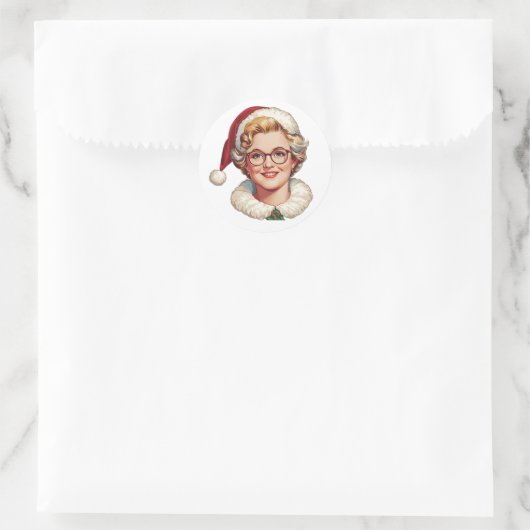 Retro Mrs. Claus Christmas Sticker (Tasche)
