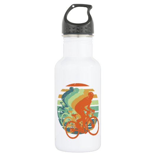 Retro MTB Dirt Biker BMX Fahrradfahrer Radrenner L Edelstahlflasche (Vorderseite)