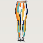 Retro Multi Color Block Holiday Muster Leggings (Vorderseite)