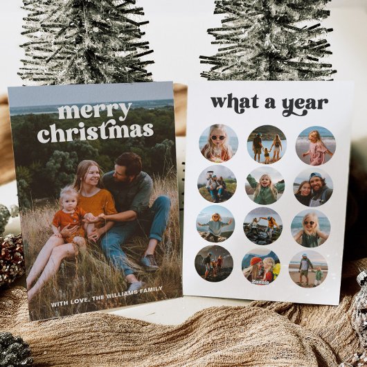 Retro Multi Foto Weihnachtskarte Feiertagskarte