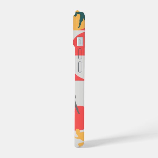 Retro Multi-Sport Silhouette Geometric Pattern iPhone 15 Hülle (Linke Seite)