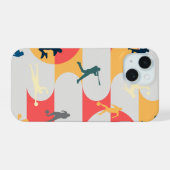 Retro Multi-Sport Silhouette Geometric Pattern iPhone 15 Hülle (Rückseite (Horizontal))