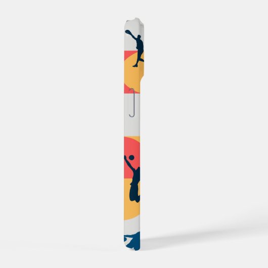 Retro Multi-Sport Silhouette Geometric Pattern iPhone 15 Hülle (Rechte Seite)