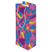 Retro Multicolor 90s Geschenktüte Für Weinflaschen (Rückseite Schrägansicht)