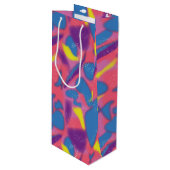Retro Multicolor 90s Geschenktüte Für Weinflaschen (Vorderseite Schrägansicht)