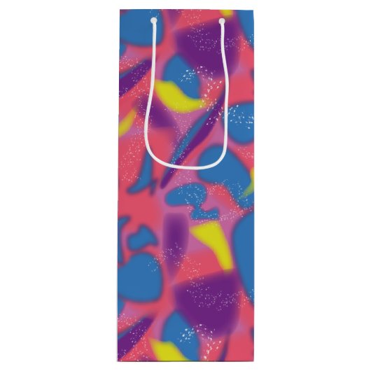 Retro Multicolor 90s Geschenktüte Für Weinflaschen (Vorderseite)