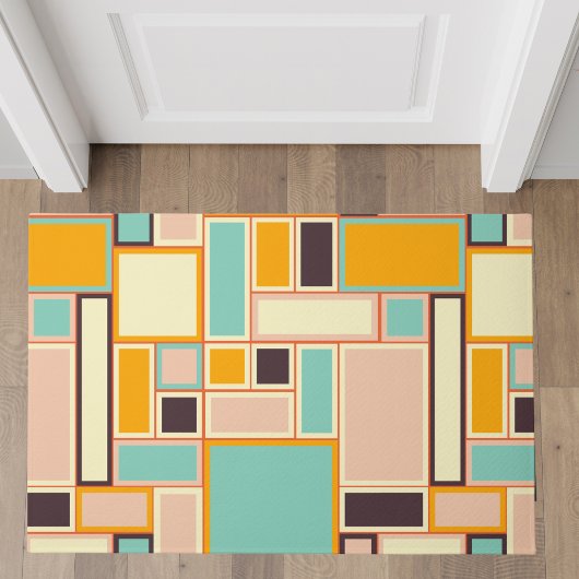 Retro Multicolor geometrische Blöcke Fußmatte
