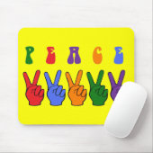 Retro Multicolor Peace Hand Mousepad (Mit Mouse)
