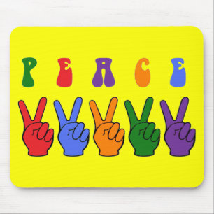 Retro Multicolor Peace Hand Mousepad