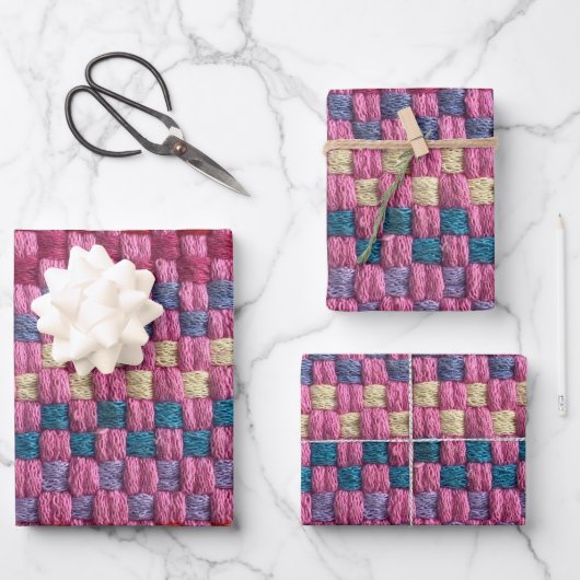 Retro Multicolor Potholder Design Geschenkpapier Set (Vorderseite)