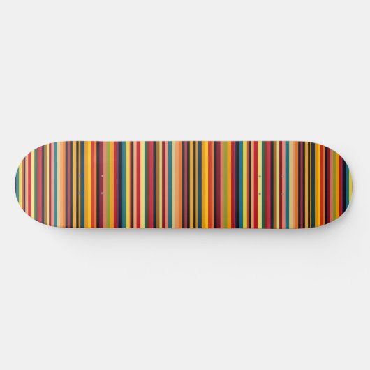 Retro Multicolour Stripe Modern Skateboard Deck (Horizontal)