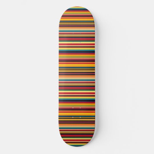 Retro Multicolour Stripe Modern Skateboard Deck (Vorderseite)