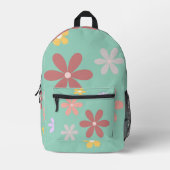 Retro-Multifarben-Gänseblümchen-Muster Bedruckter Rucksack (Vorderseite)