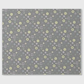 Retro Mums and Daisies on Gray Geschenkpapier (Flach)