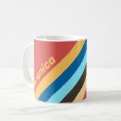 Retro Murmel Streifen mit Namen Kaffeetasse (Vorderseite Links)