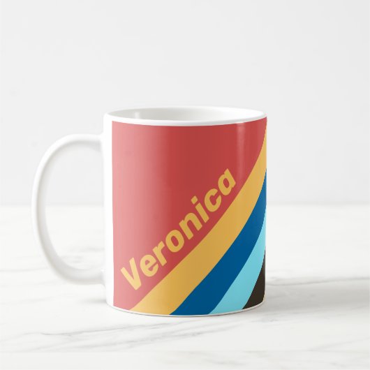 Retro Murmel Streifen mit Namen Kaffeetasse (Links)