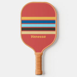 Retro Murmur durch Streifen mit Namen Pickleball Schläger