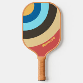 Retro Murmur-Kreis Streifen mit Namen Pickleball Schläger