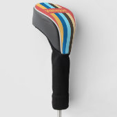 Retro Murmur Pin gestreift mit Namen Golf Headcover (angewinkelt)