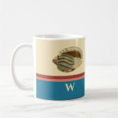Retro-Muschel am Strand mit Monogramm-Initial Kaffeetasse (Links)