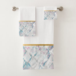 RETRO MUSCHEL AQUA SPLASH WHITE BADEZIMMER TOWEL S BADHANDTUCH SET