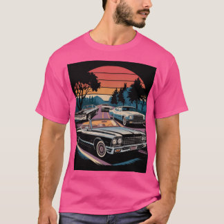 Retro Muscle Car Sunset T - Shirt - Klassisch amer