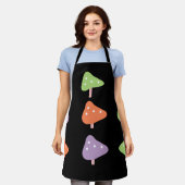 Retro Mushroom Colorful Pattern Black Schürze (Getragen)