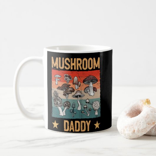 Retro Mushroom Daddy Mycology Fungi Foraging Lover Kaffeetasse (Mit Donut)
