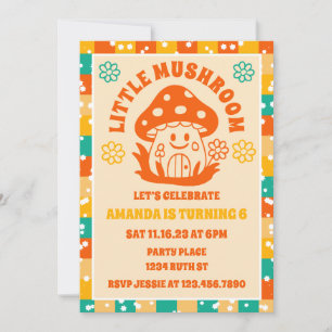 Retro Mushroom Fall Geburtstagsparty Einladung