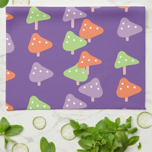 Retro Mushroom farbenfrohe Muster Geschirrtuch (Gefaltet)