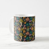Retro Mushroom Floral Black Pattern Kaffeetasse (Vorderseite Links)